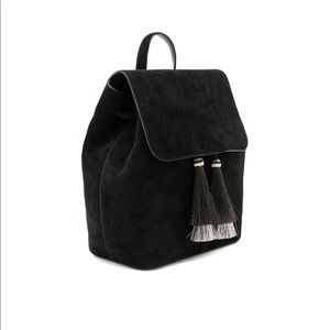LOEFLER RANDALL  horse hair trimmed suede backpack